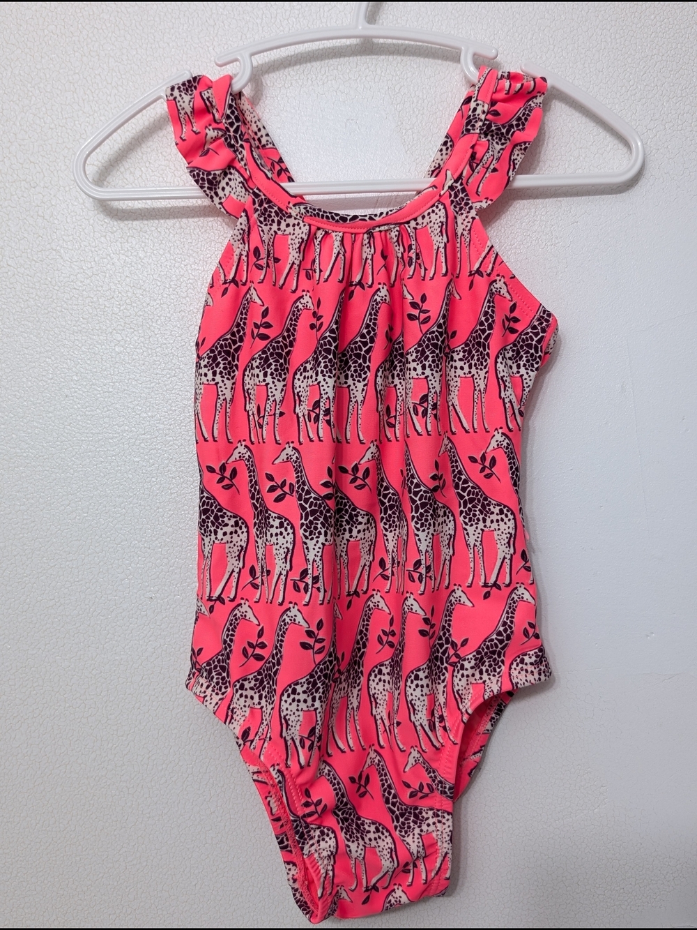 GAP Coral Pink Giraffe-Print One-Piece Swimsuit 2 Years